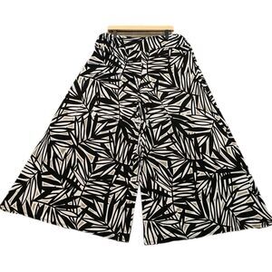 KATE & MALLORY Palazzo Pants Women’s XL Black White Tan Pull on wide Leg.